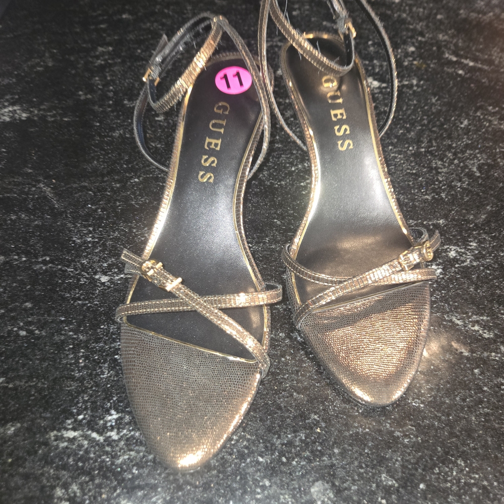 GUESS Women's Gold Strappy Heels